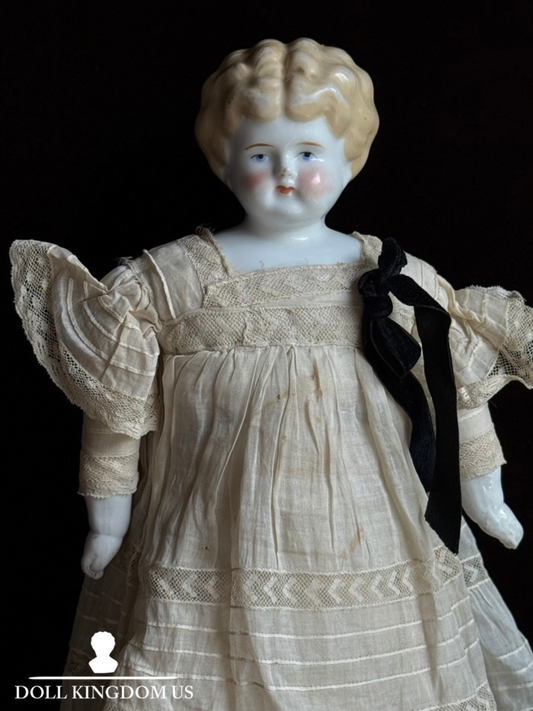 Antique German Hertwig 16” Lowbrow China Shoulder Head Doll