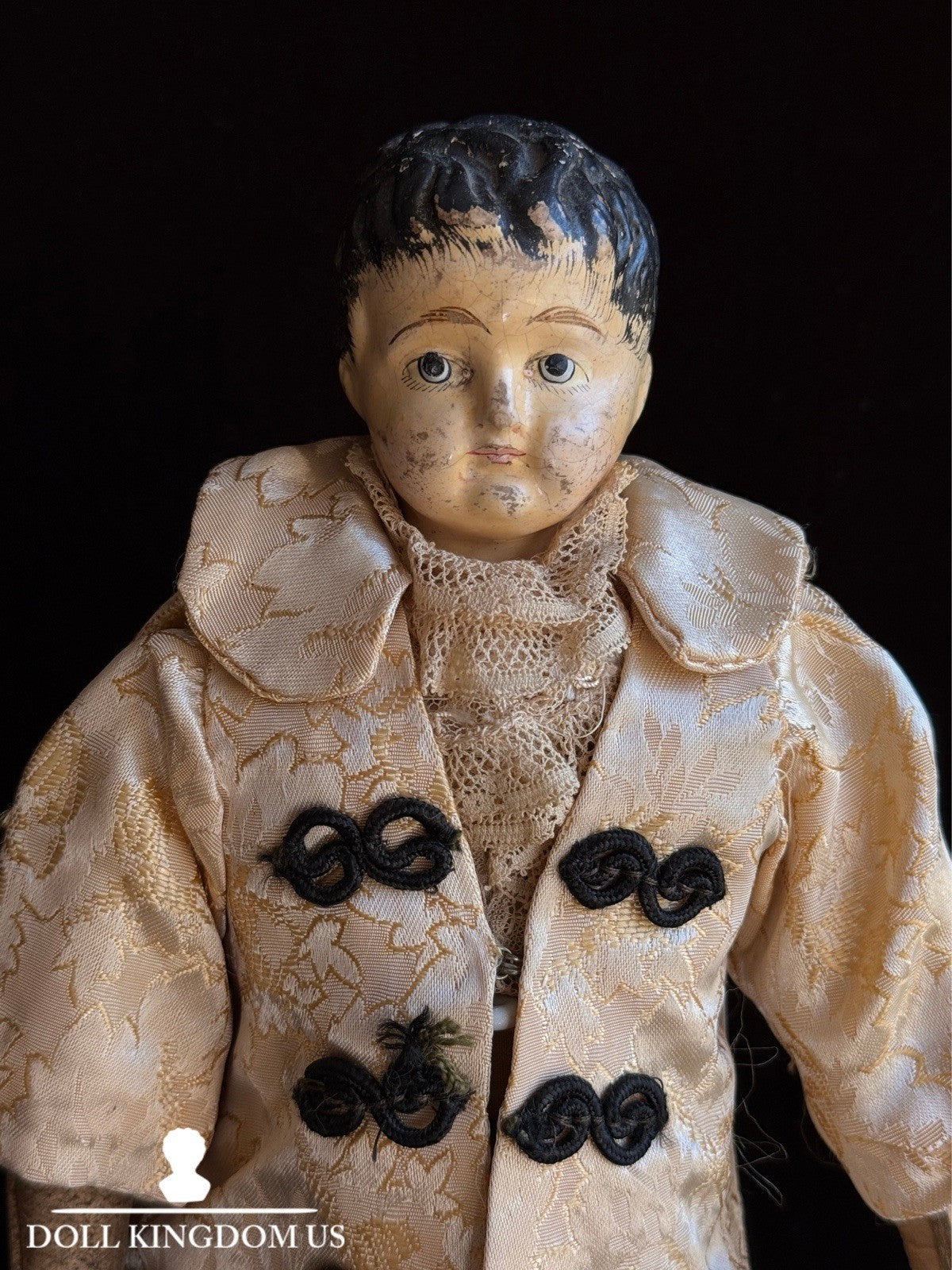 Antique German 14” Papier Mache Head Cloth Body Male Doll