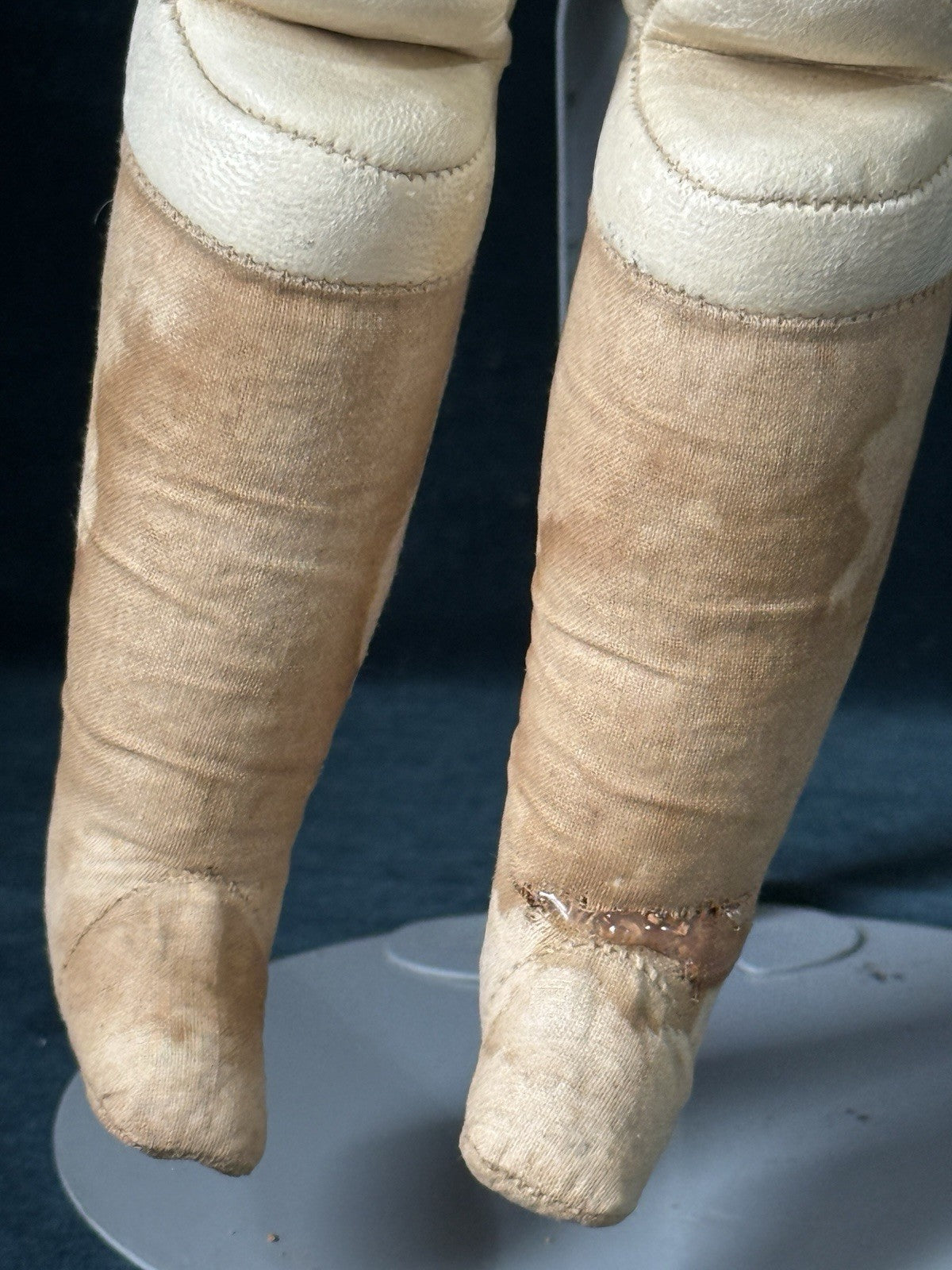 Unidentified Mold 21 7 Dep Antique German 20” Doll Bisque Head Leather Kid Body