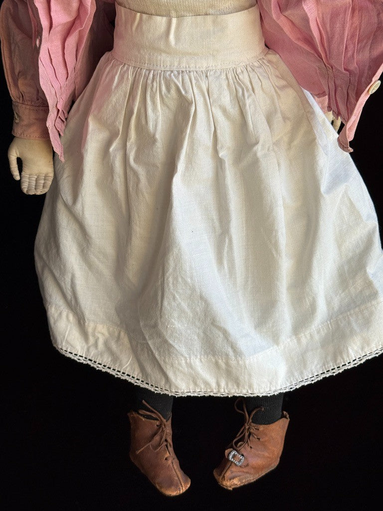 Rare Antique American/French Greiner (?) Papier Mache Glass Eyes Open Mouth Doll