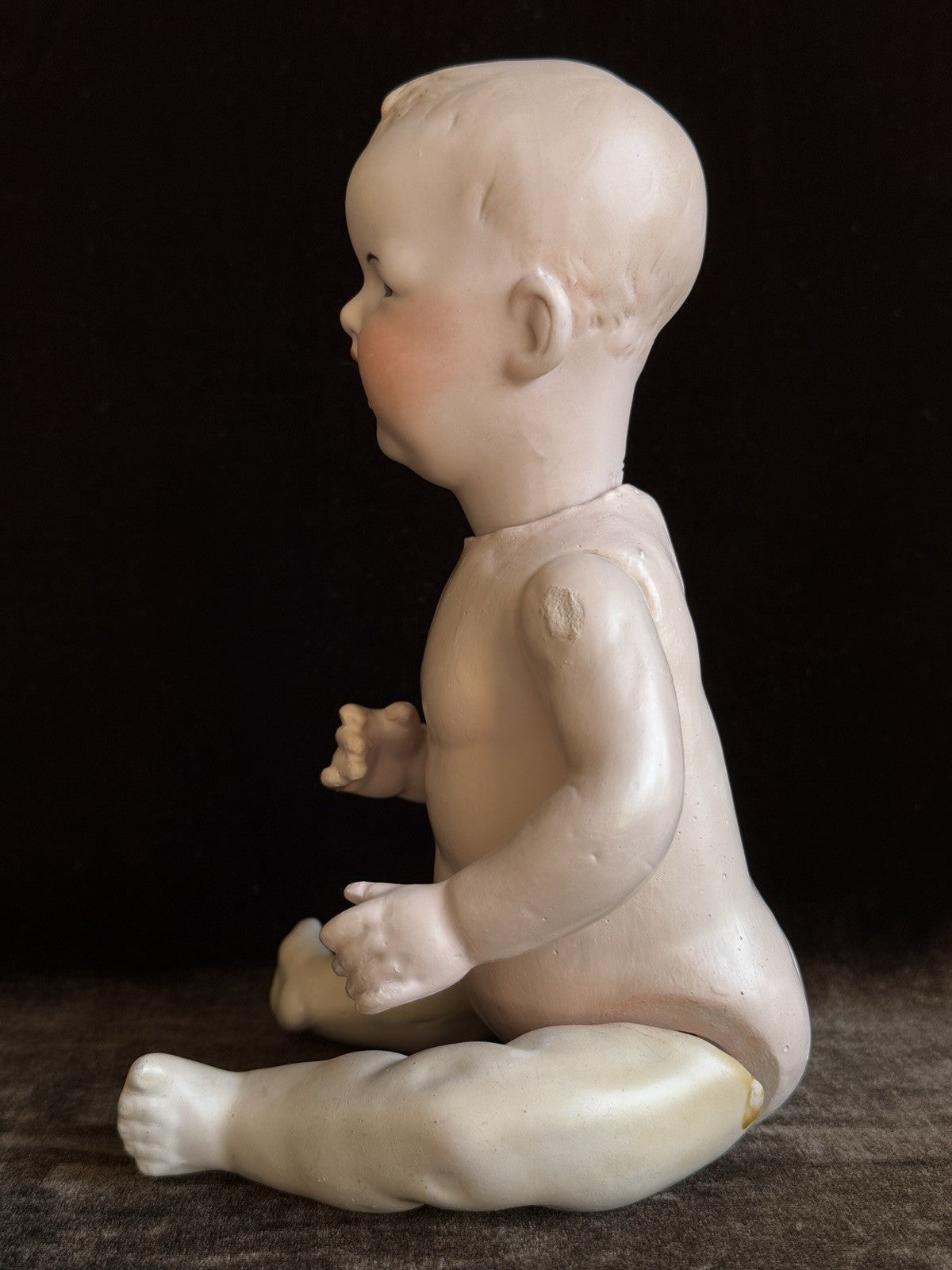 Antique German 10.5” Gebruder Heubach 8191 Bisque Head Character Baby Boy Doll