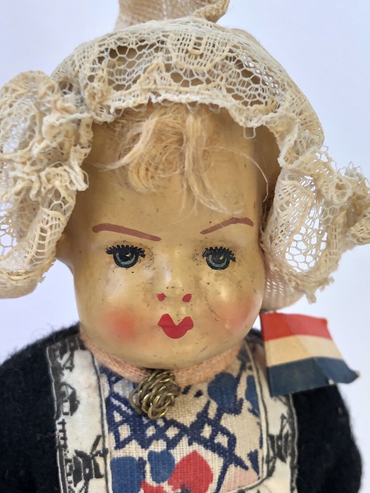 2 Antique/Vintage Celluloid/Composition Souvenir Dolls from Holland, Dovina