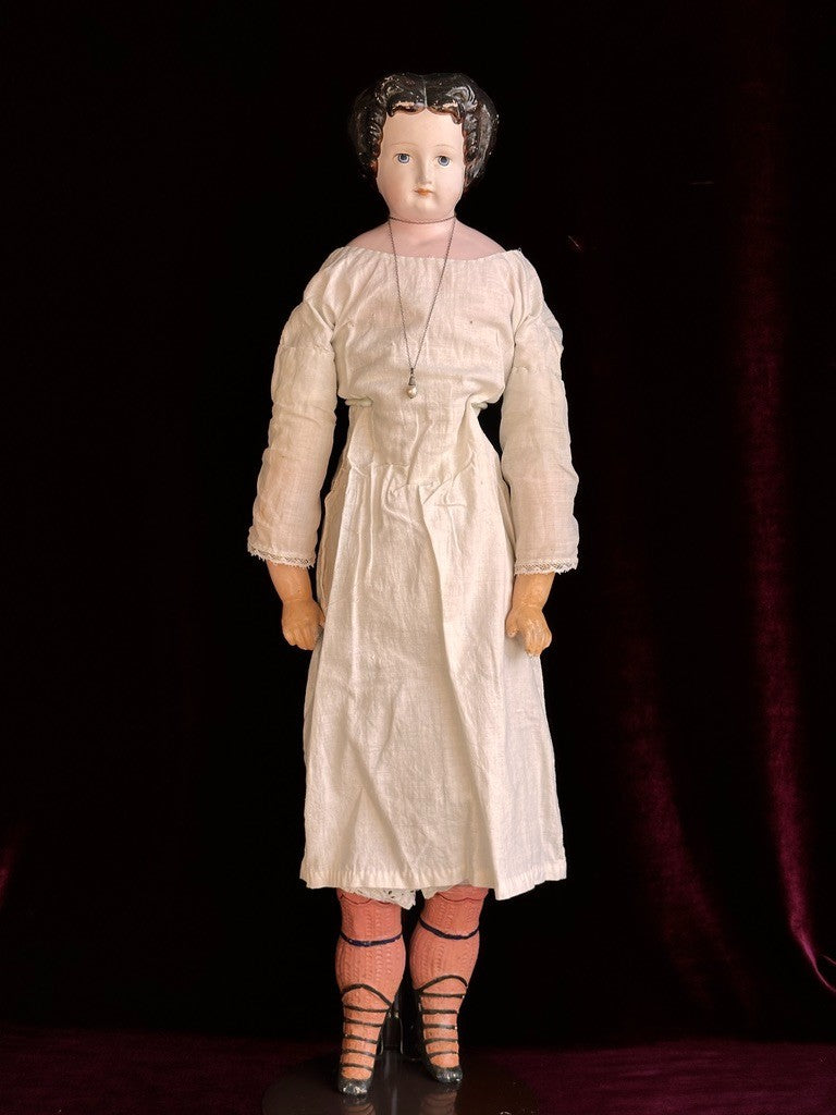 Antique German 26” Dressel Marked Holz-Masse Papier Mache Head Cloth Body Doll