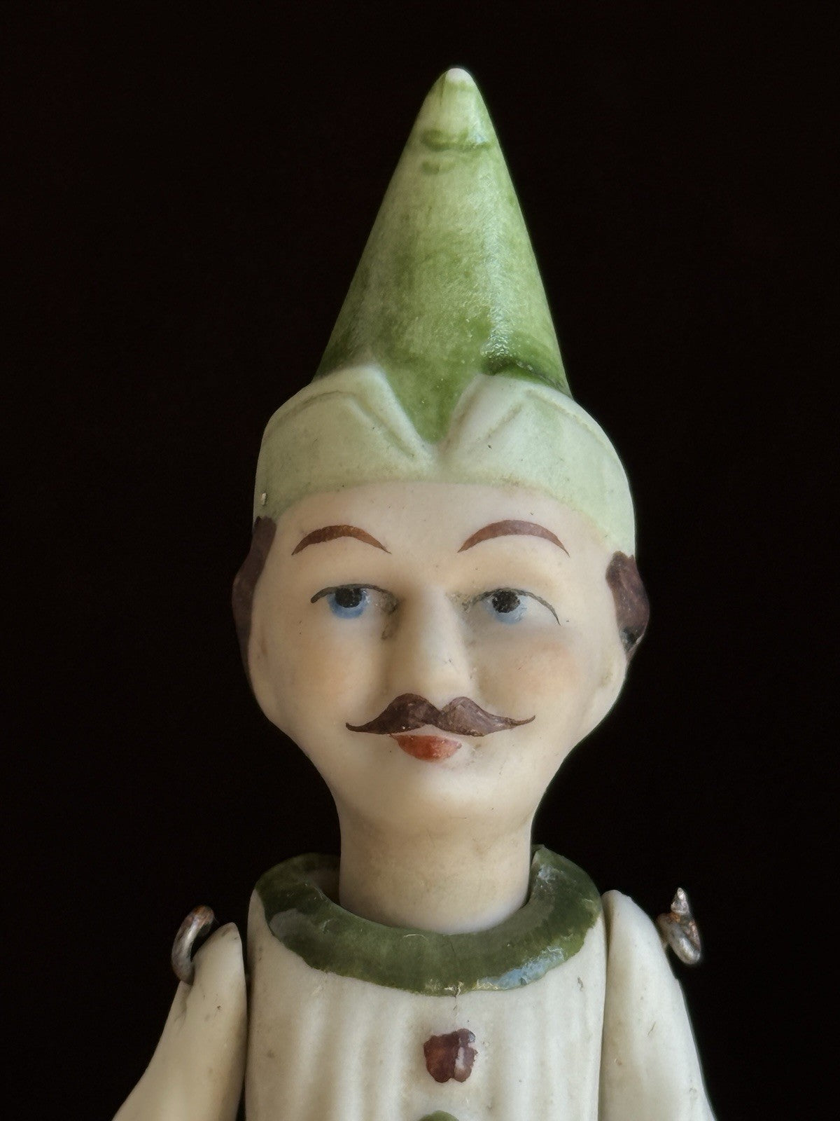 Antique German Miniature 4.25” All Bisque Jester Doll
