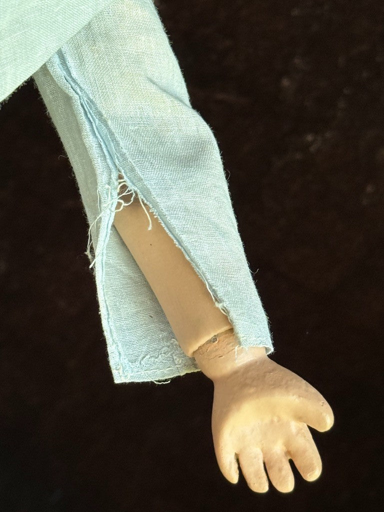 Antique American 15” Schoenhut 101 Wooden Jointed Girl Doll Molded Bow Restored