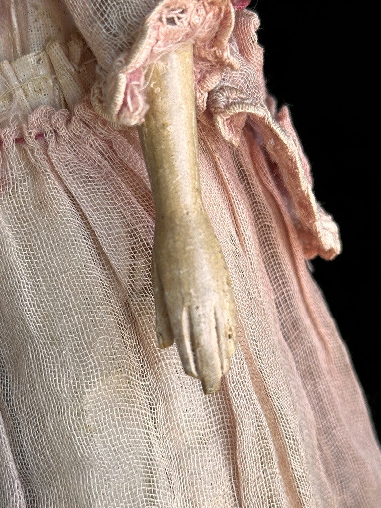 Antique German 13” Papier Mache Milliner’s Model Doll with Bun