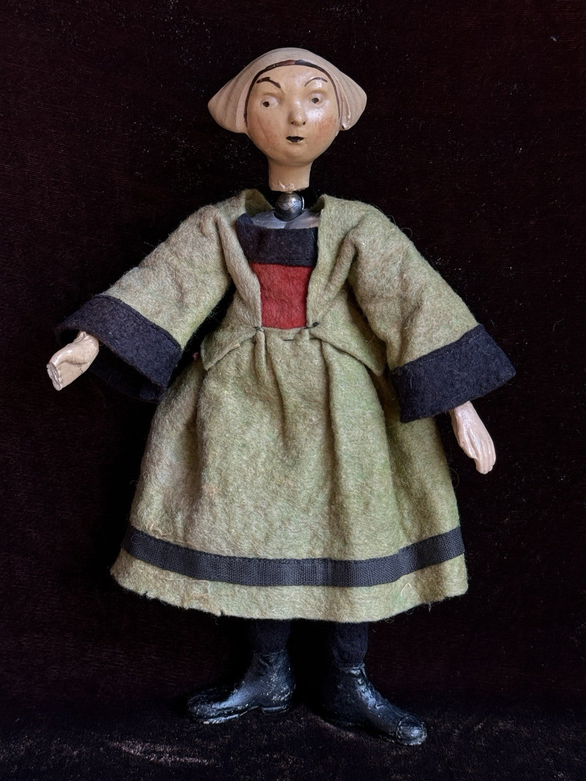 Antique Swiss 8” SABA Bucherer Becassine Ball Jointed Metal Character Doll Toy