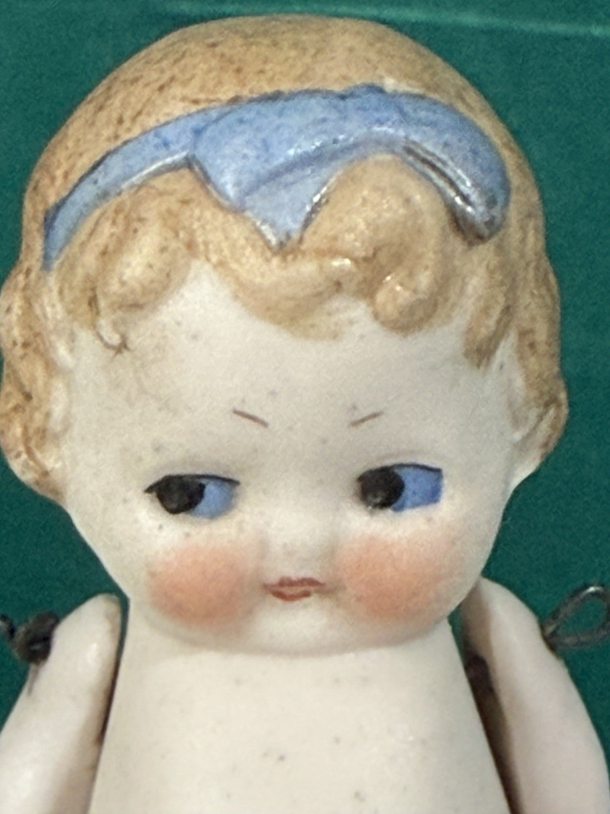 Lot Of 2 Antique German Hertwig All Bisque Molded Bow Girl Dolls