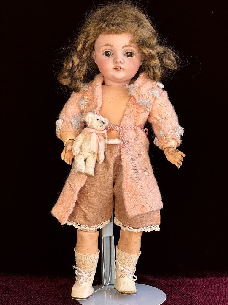 Antique German 12” Kestner 143 Bisque Head Doll with Trunk and Extras