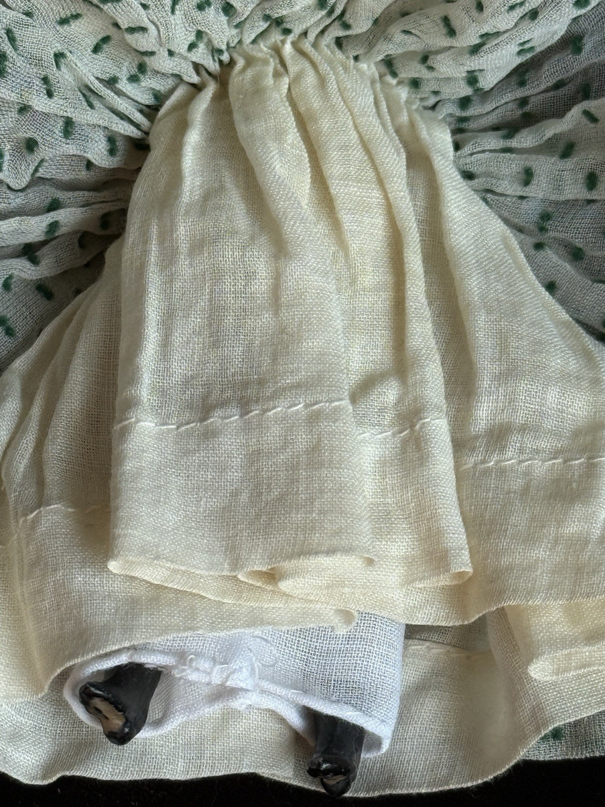 Antique German 5.5” Bisque Cloth Miniature Dollhouse Parian Doll with Bun