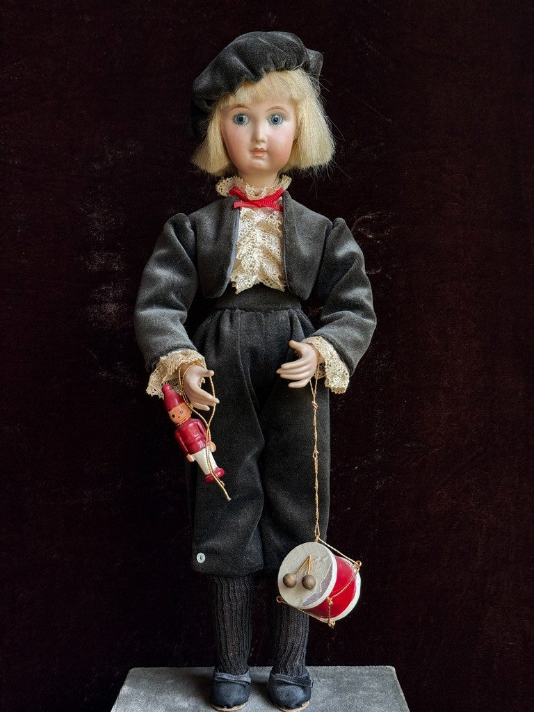 Vintage Porcelain Reproduction of Antique French Jumeau Mechanical Musical Doll
