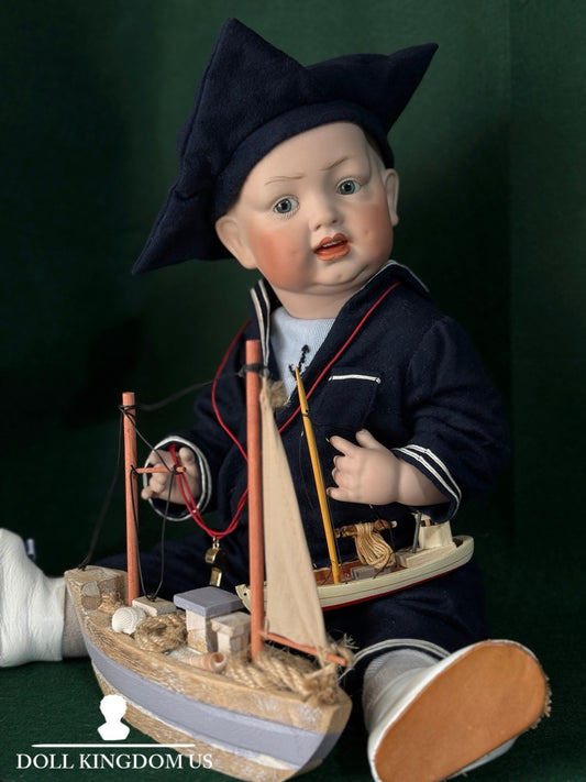 Porcelain Reproduction of Antique German Kestner Baby Boy 19” Doll