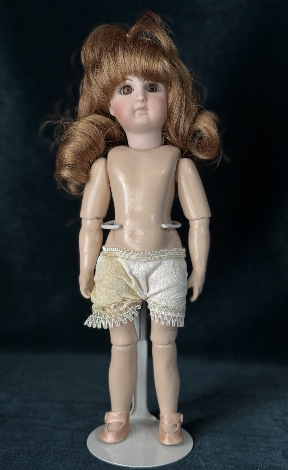 Porcelain/Composition Reproduction of Antique French Jumeau Bleuette 11” Doll