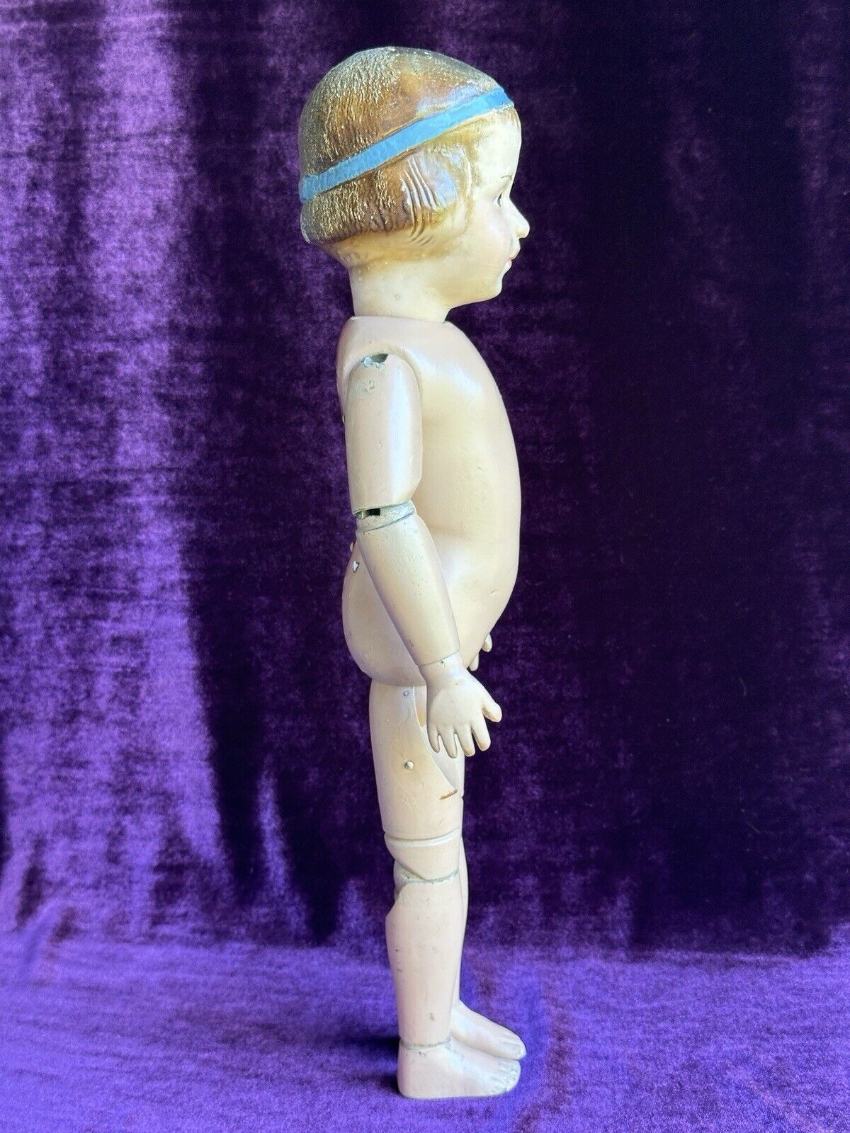 Antique American 16” Schoenhut 105 Wood Girl Doll with Carved Hair