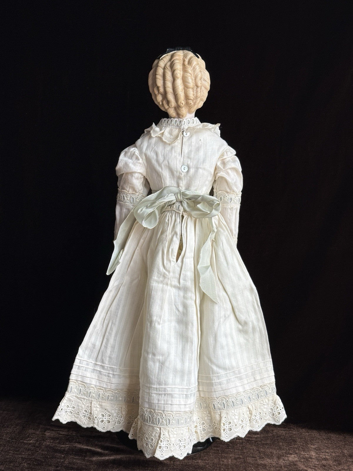 Vintage Porcelain 21.5” Signed Emma Clear Parian China Doll Pierced Ears