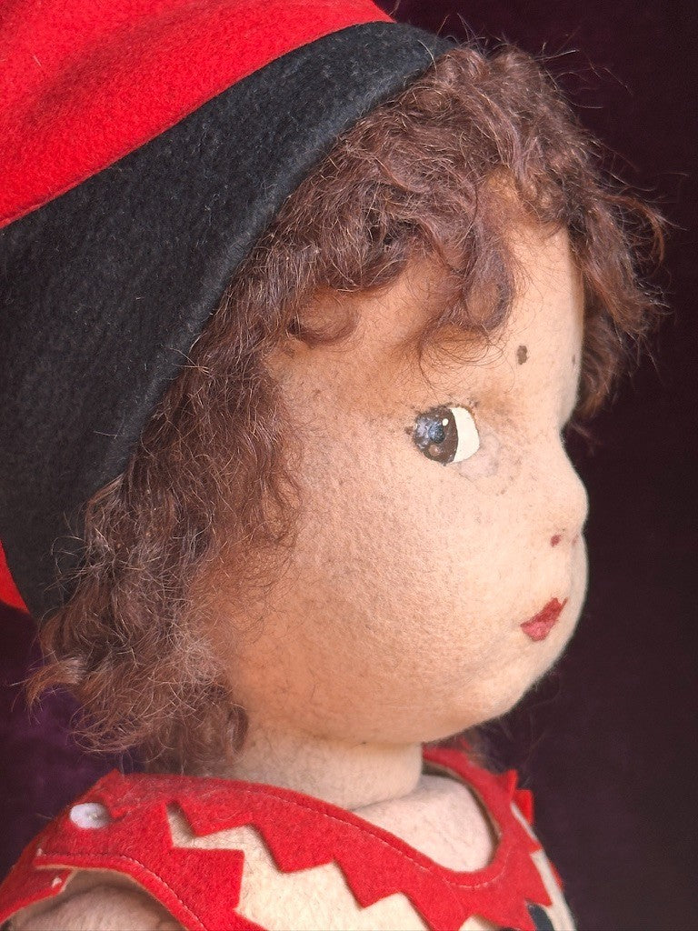 Vintage Italian 20” Early Lenci 109 Felt Cloth Doll