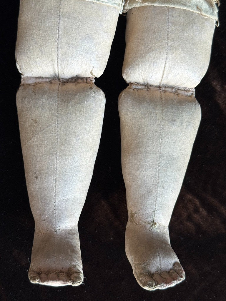 Antique American Martha Chase 20" Oil Painted Cloth Rag Baby Doll