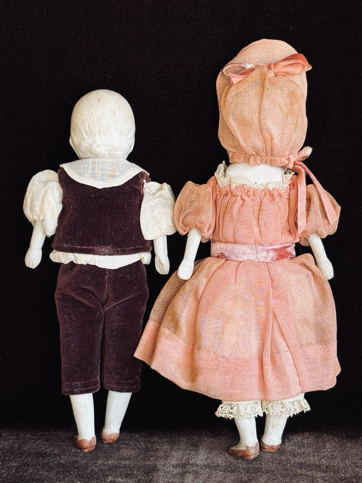 Lot of 2 Vintage Miniature 7.25” Made in Japan Bisque Head Dolls