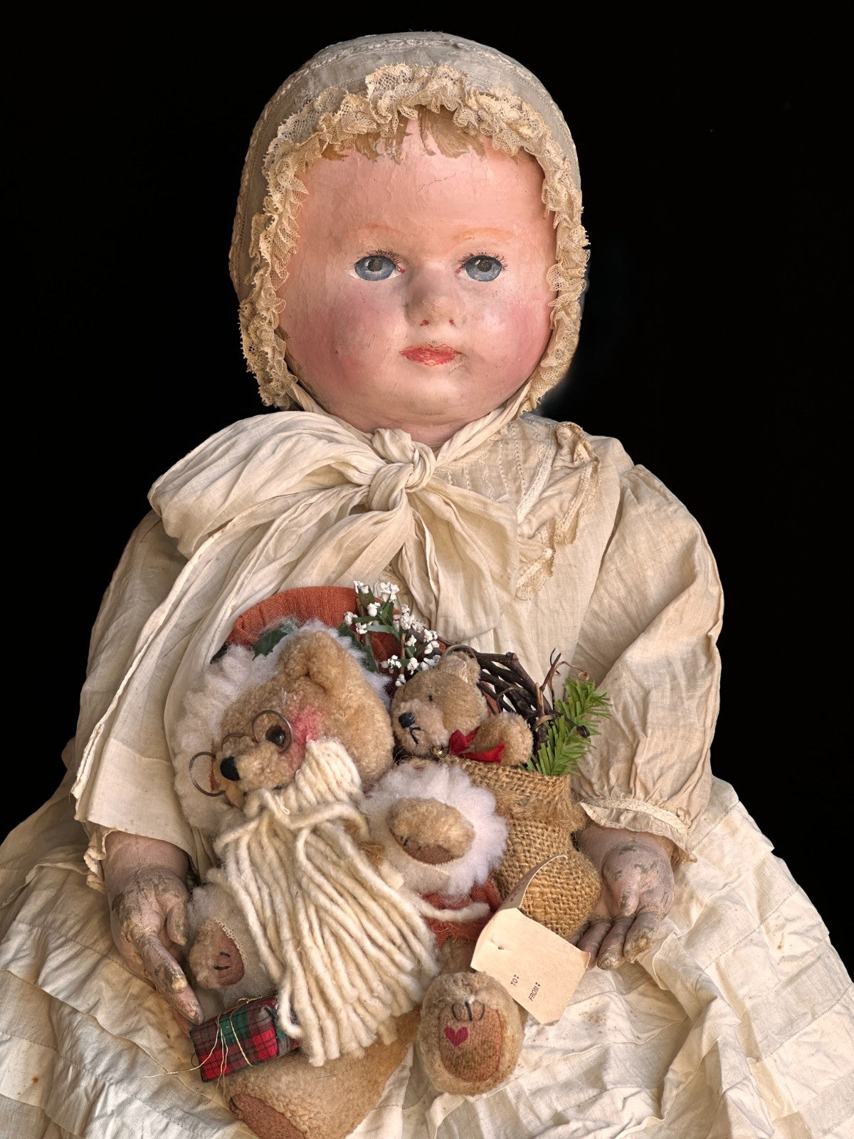 Large Antique American Martha Chase 25" Oil Painted Cloth Baby Doll
