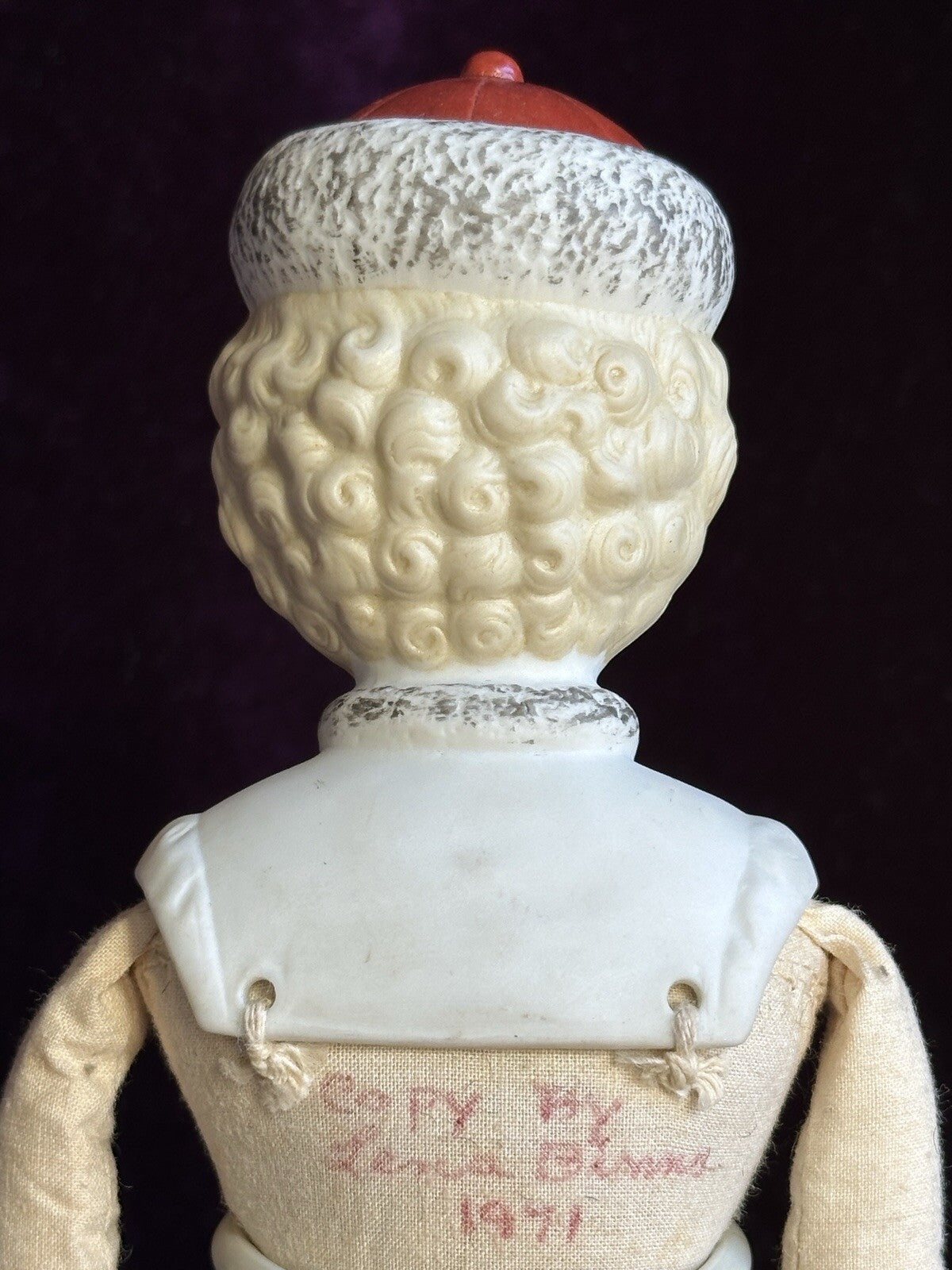 Rare Vintage Reproduction of Antique German 12.5” Hertwig Parian Doll Molded Hat