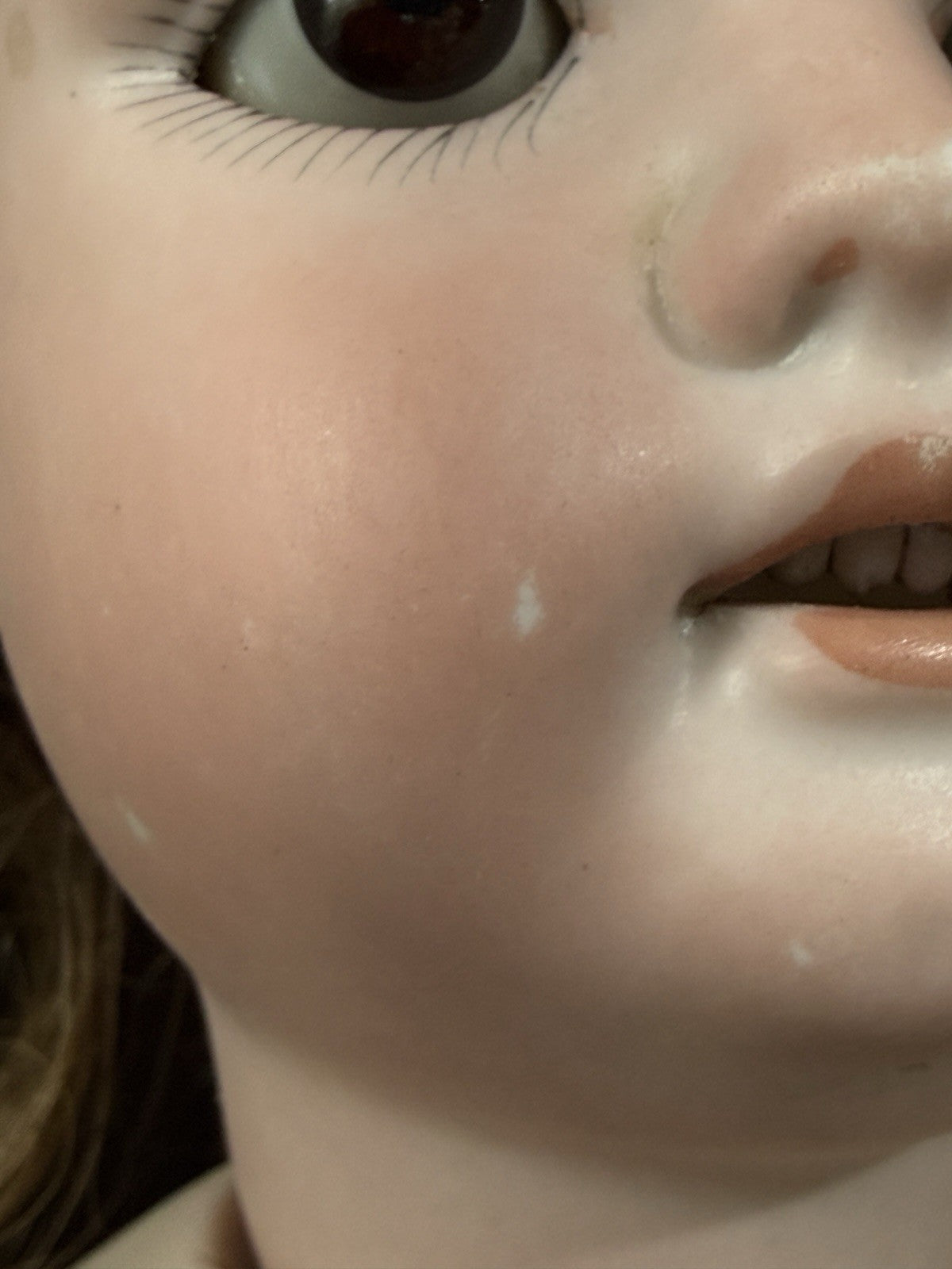 Antique German LHB Louis Herman Bonvoisin 20” Doll Bisque Head Leather Kid Body