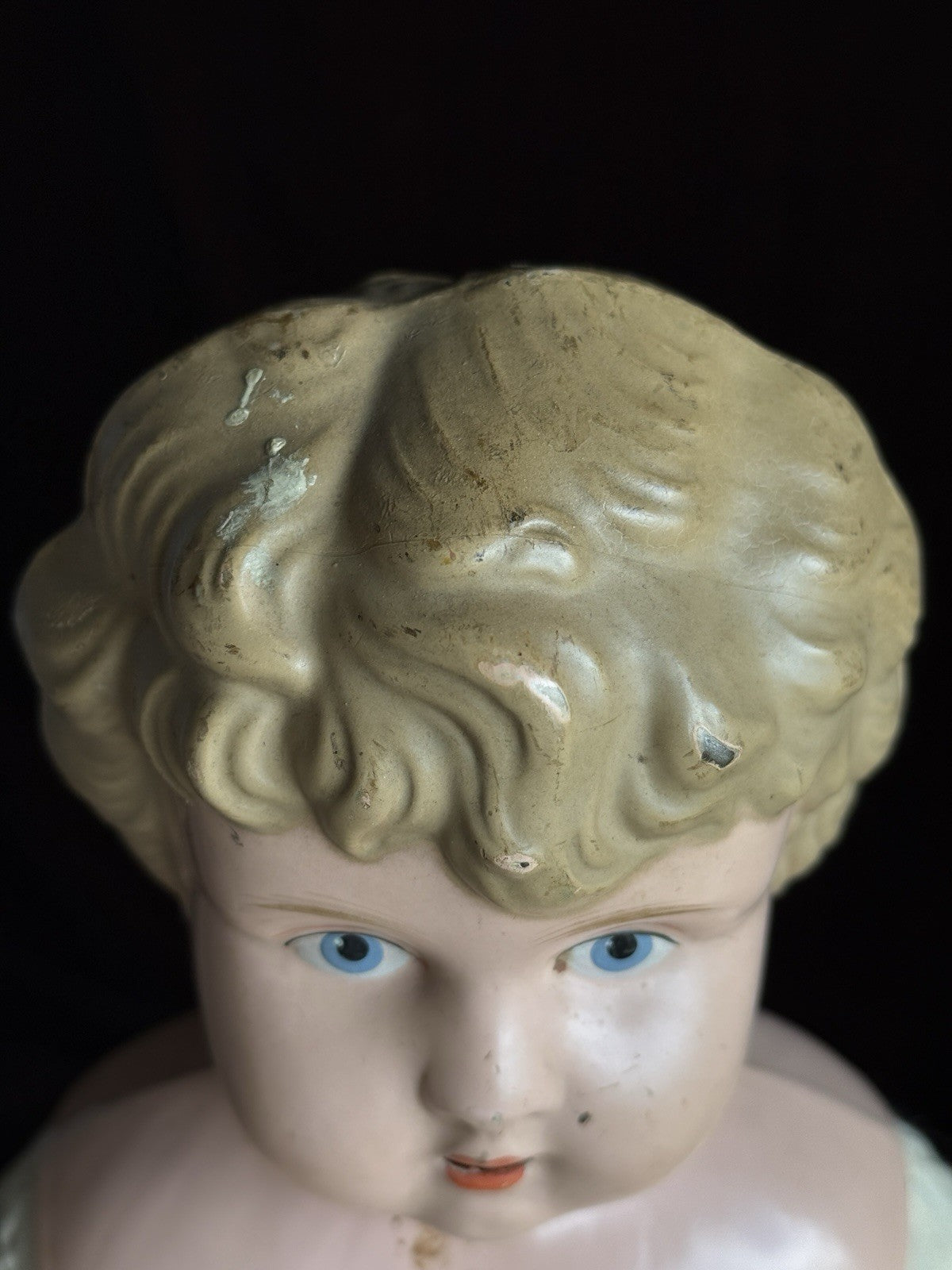 Antique German 24” Minerva Metal Tin Head Fashion Doll