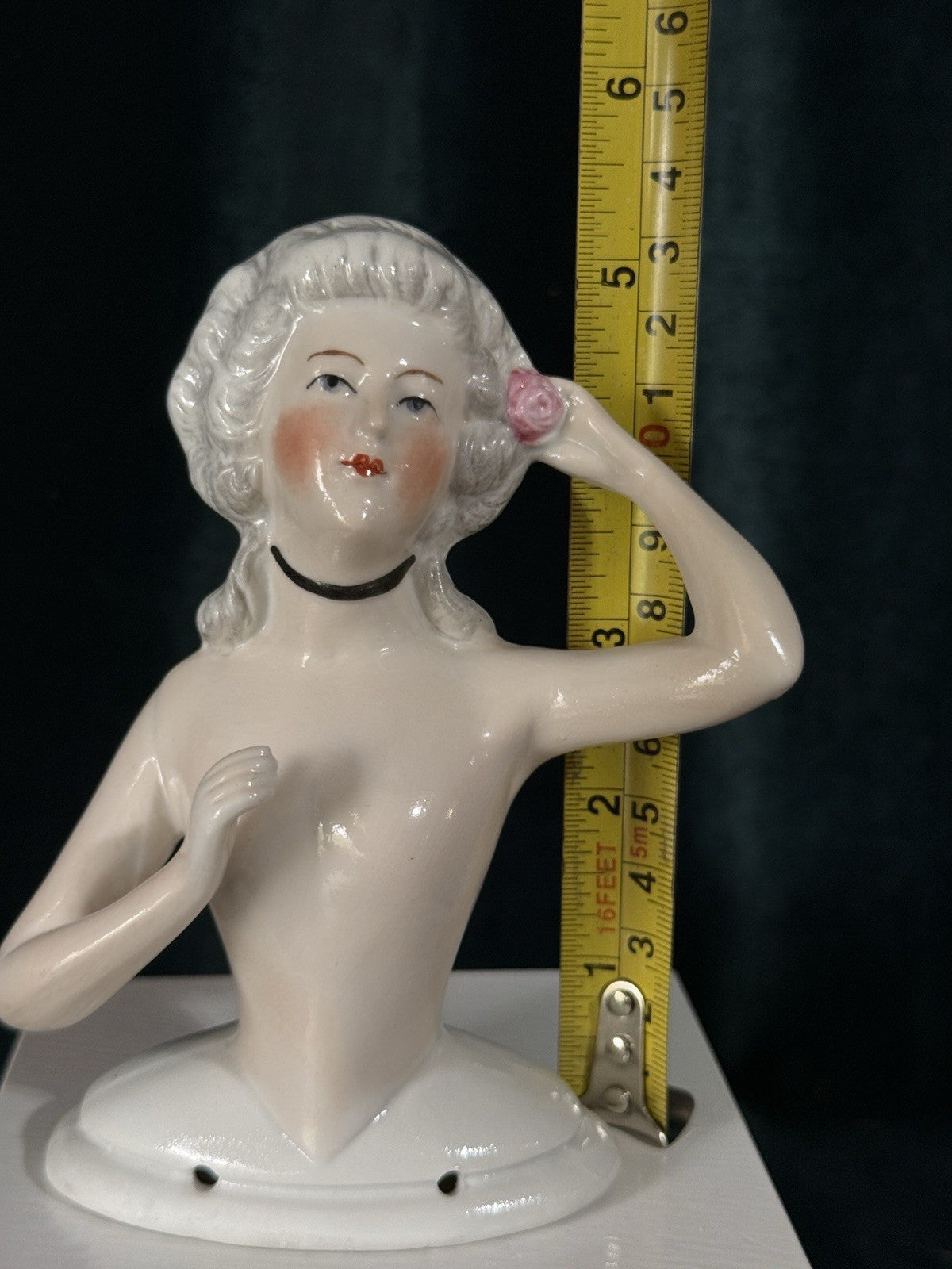 Large 5” Antique German Porcelain Schneider Half Doll Pin Cushion Mold 15542
