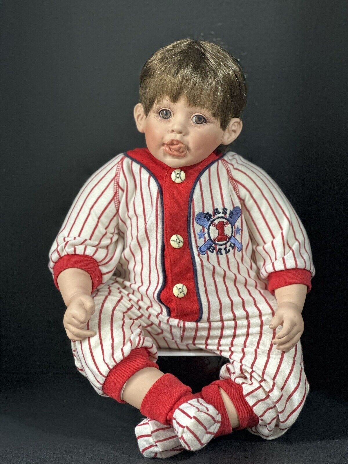 Collectible Porcelain 22” Doll “Bubba Bo Slugger” by Fayzah Spanos LE 1000
