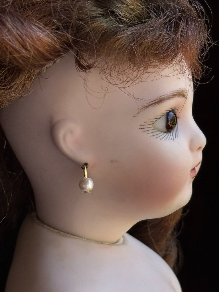 Vintage 15” Repro of Antique French Bru Jne Porcelain Leather Doll by Calli Lou