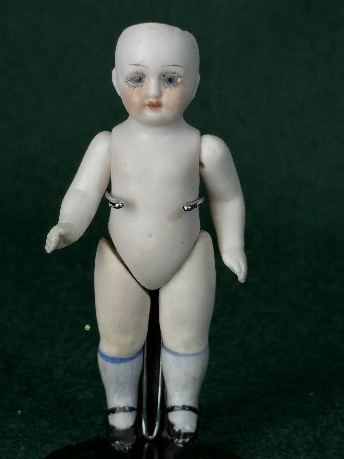 Antique German 3 1/2” All Bisque Mignonette Dollhouse Doll