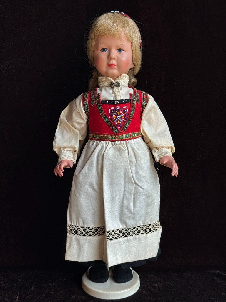 Lot of 2 Vintage Norwegian Ronnaug Petterssen Celluloid and Felt Dolls
