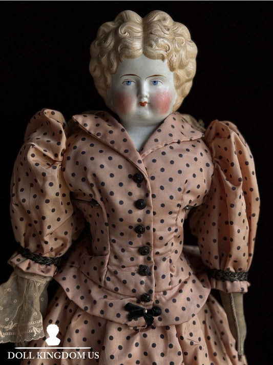 Antique German 22.5” Parian Bisque Head China Doll