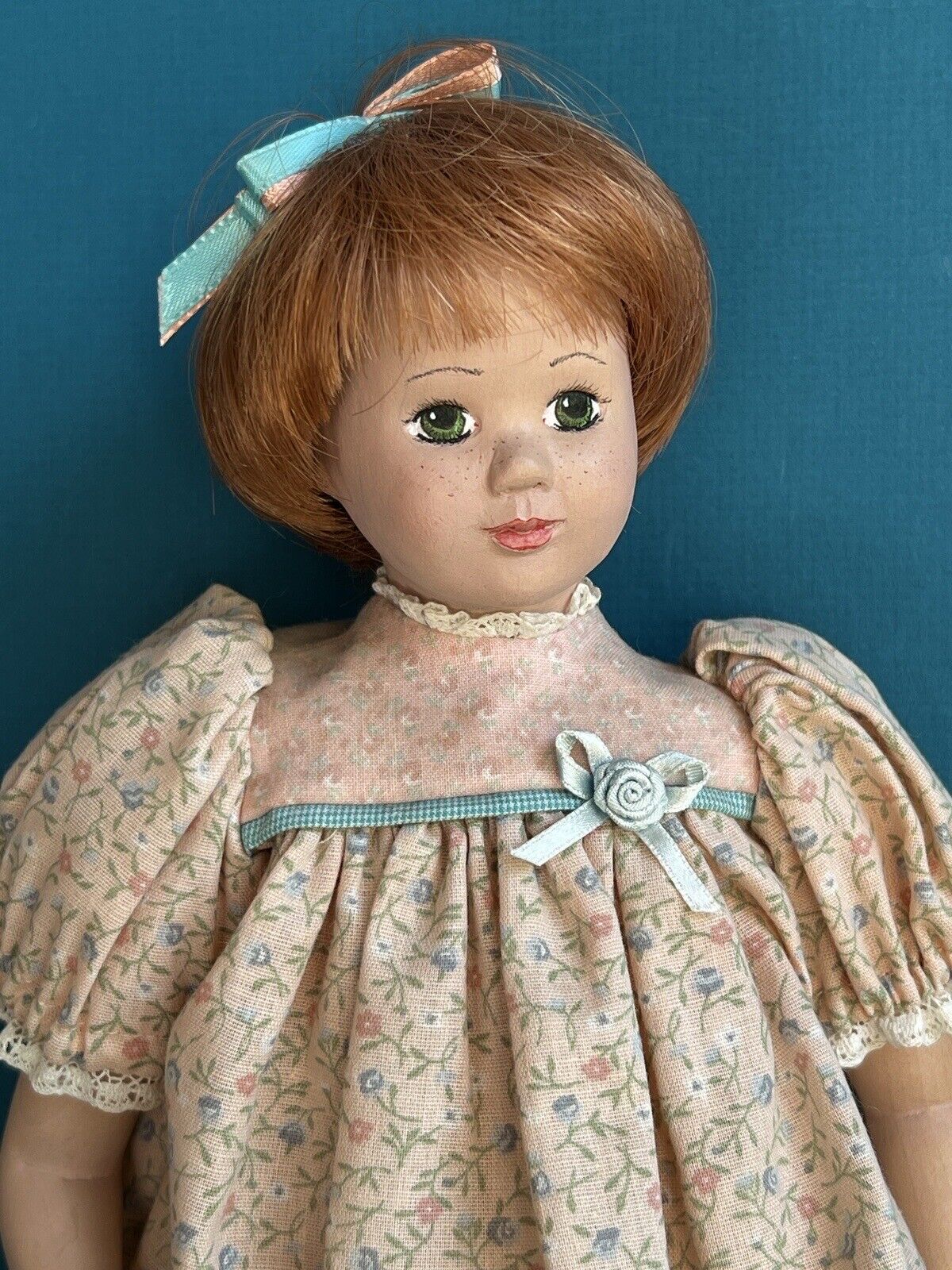 Collectible Signed 12” Wooden Carved Painted Doll by Janci Dolls