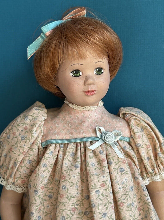 Collectible Signed 12” Wooden Carved Painted Doll by Janci Dolls