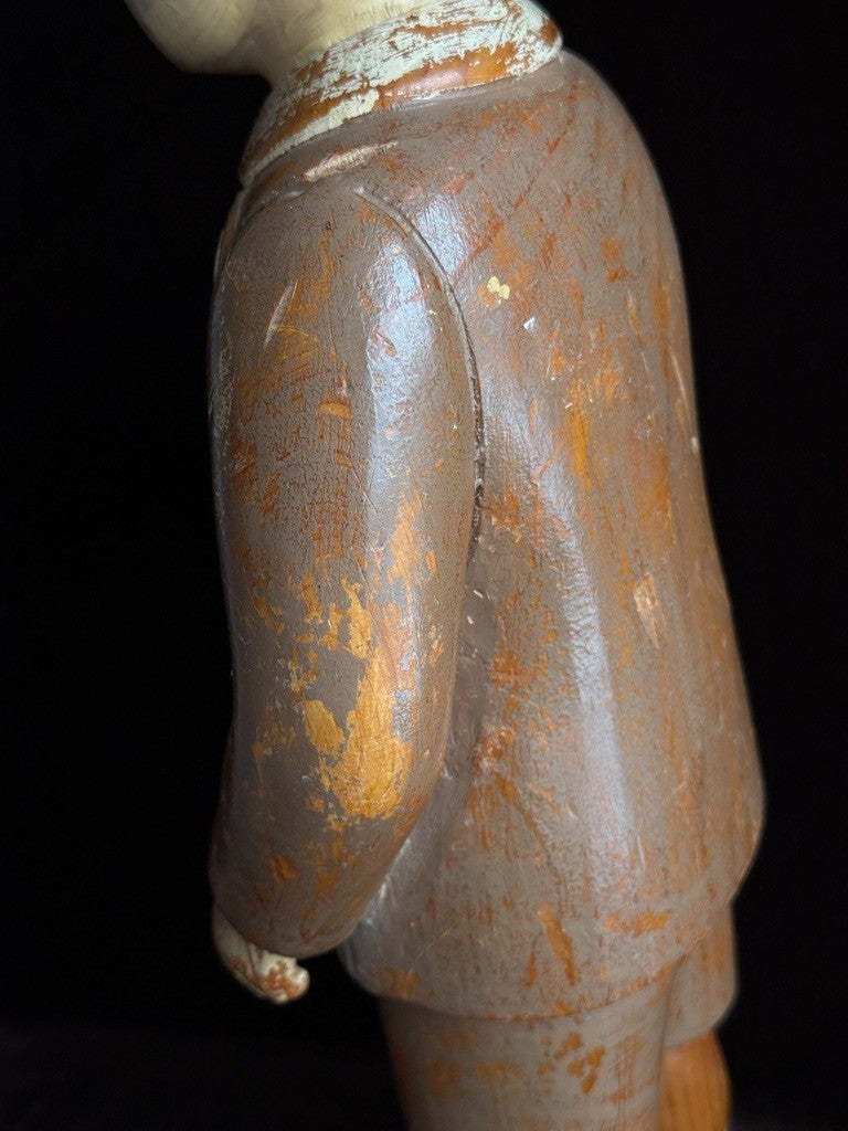 Vintage European 18” Folk Art Wood Carved Figurine of Boy Doll