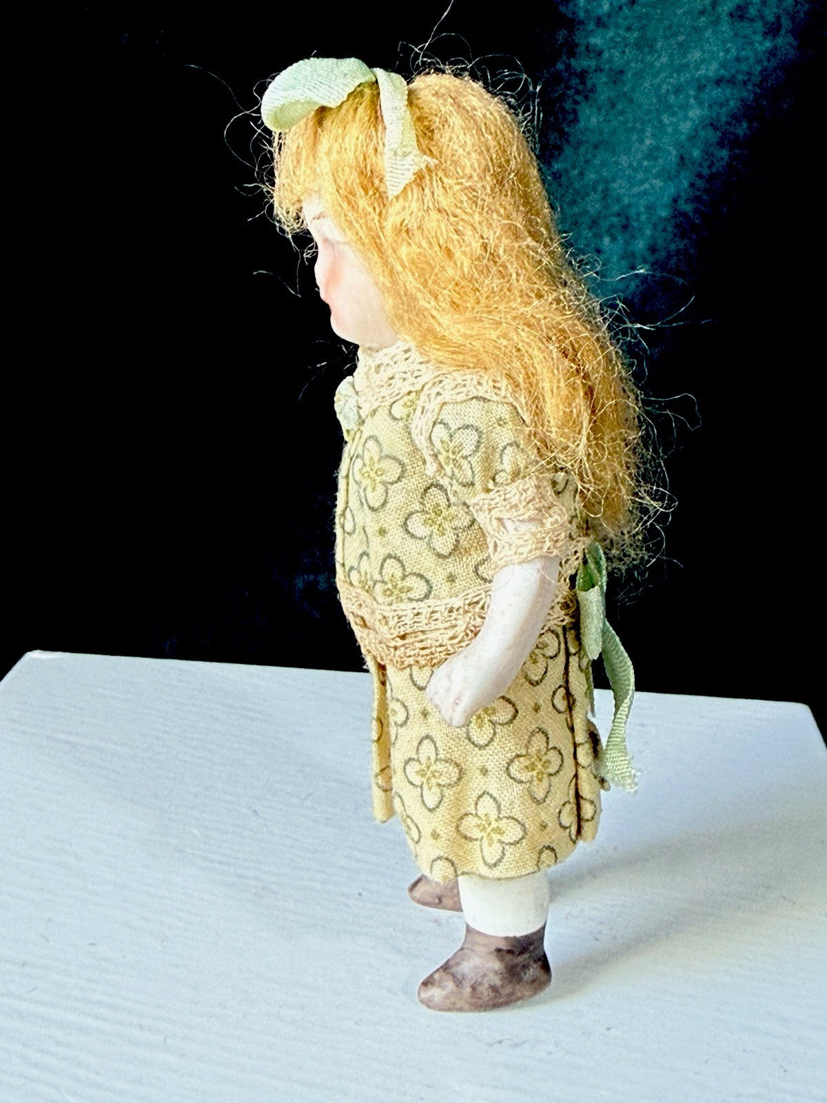 Antique German (?) 3.5” All Bisque Mignonette Dollhouse Doll