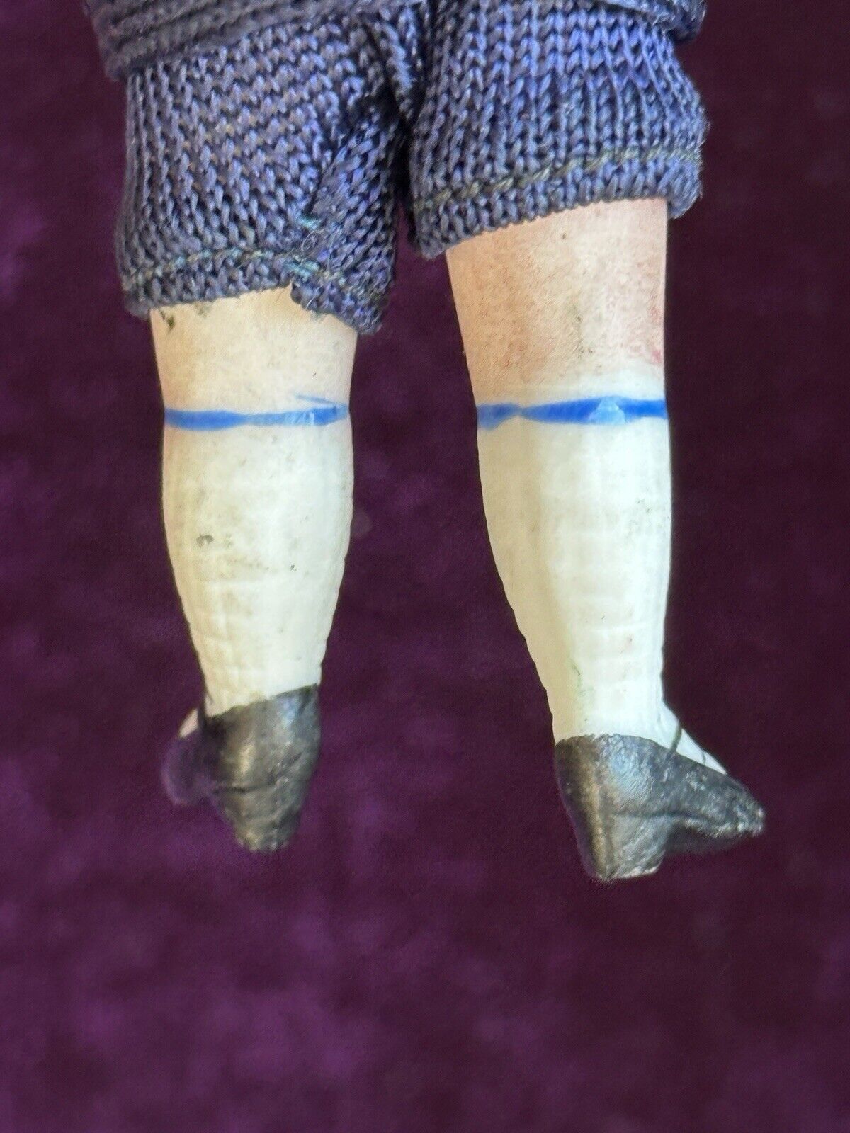 Antique German 3.75” Gebruder Kuhnlenz (?) Dollhouse Mignonette All Bisque Doll