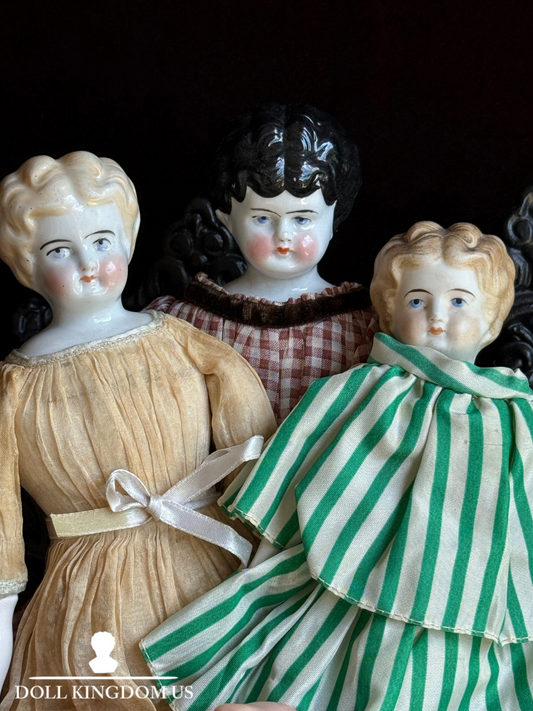 Lot of 3 Antique German Lowbrow China Head Dolls