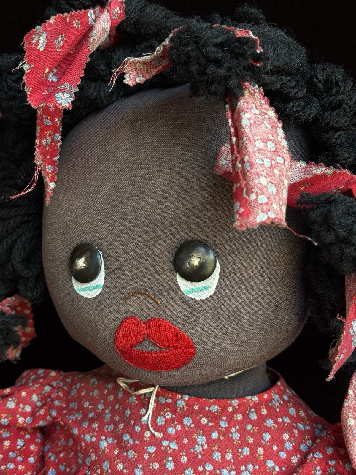 Huge Vintage 39” Artist Cloth African American Dark Complexion Girl Rag Doll