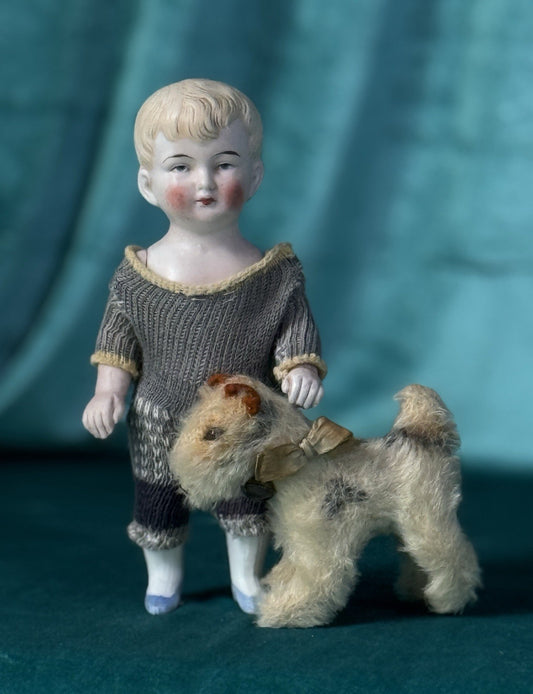 Antique German 6 1/2” Kestner All Bisque Mignonette Dollhouse Boy Doll