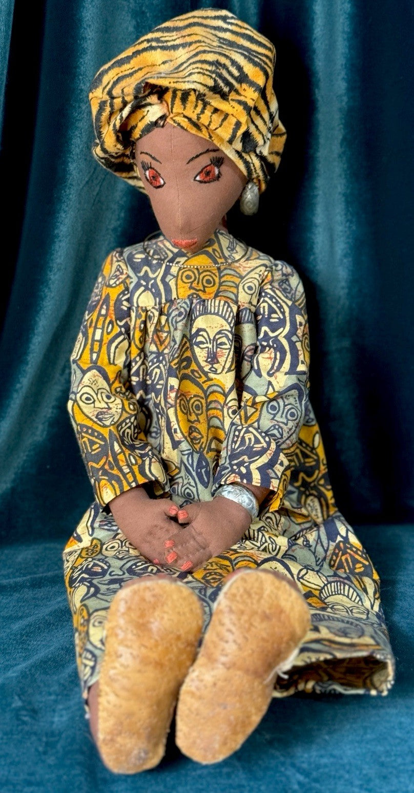 Lot Of 2 Collectible Handmade Fabric African American 23” Dolls