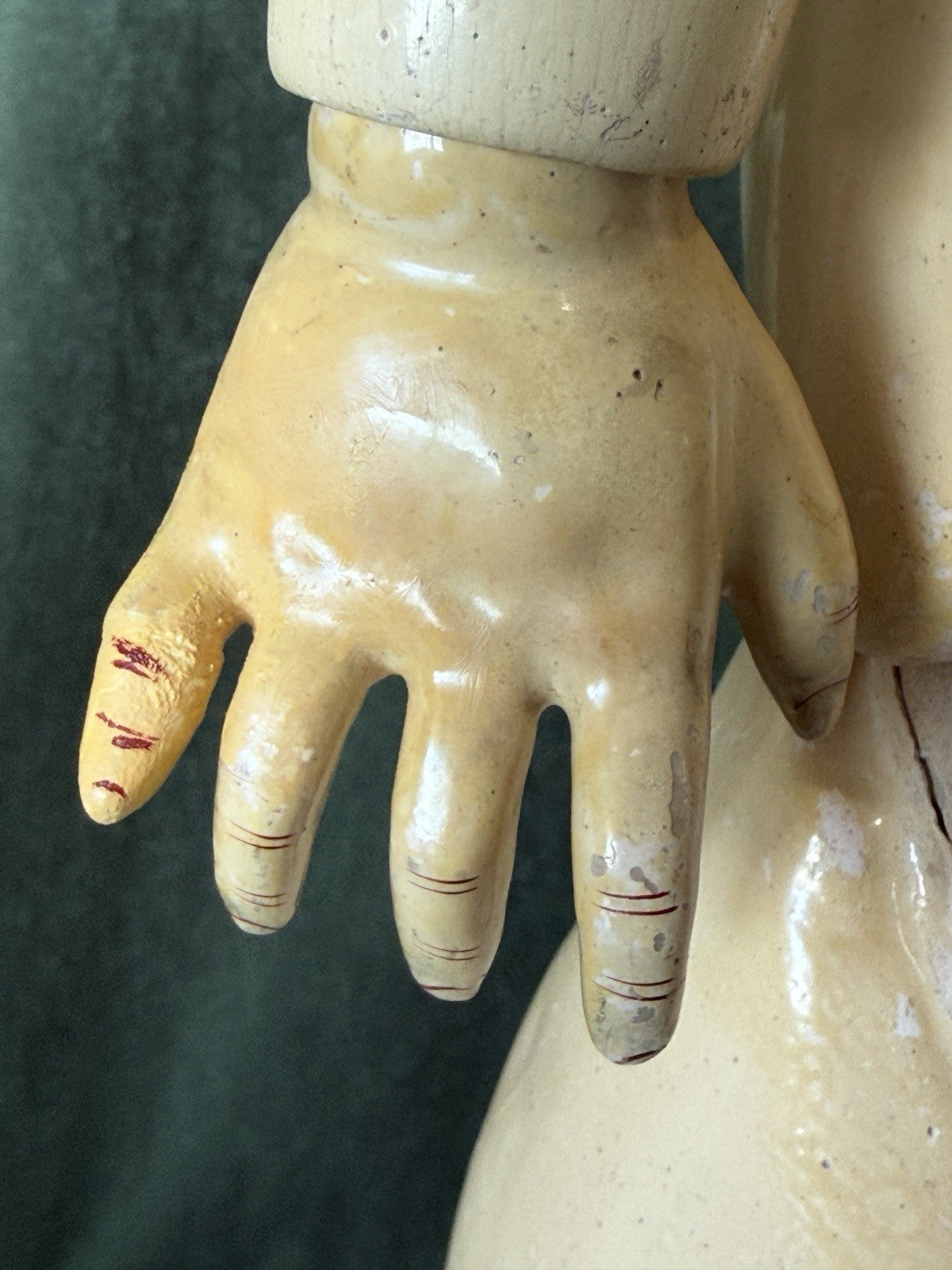 Large 32” Antique German Queen Louise Doll Bisque Head Composition Body