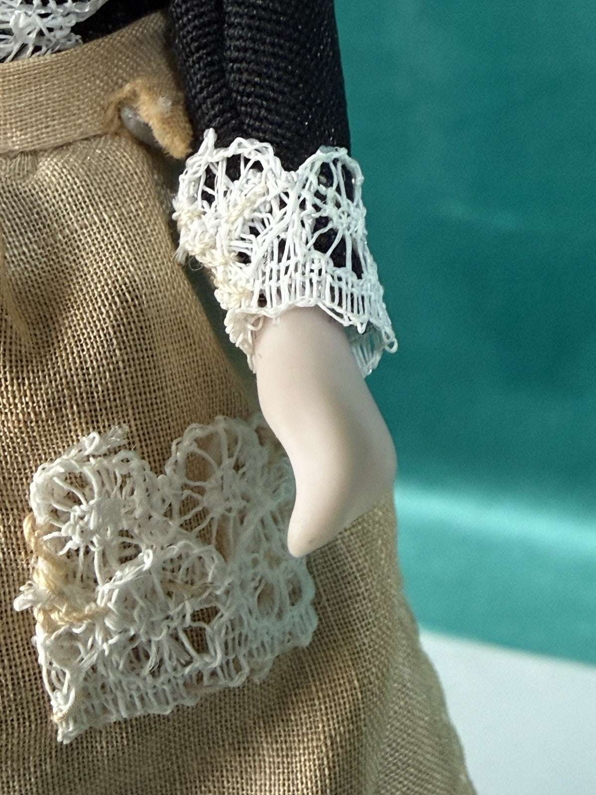 Porcelain/Cloth Reproduction Of Miniature Dollhouse 5 1/2” Maid Doll