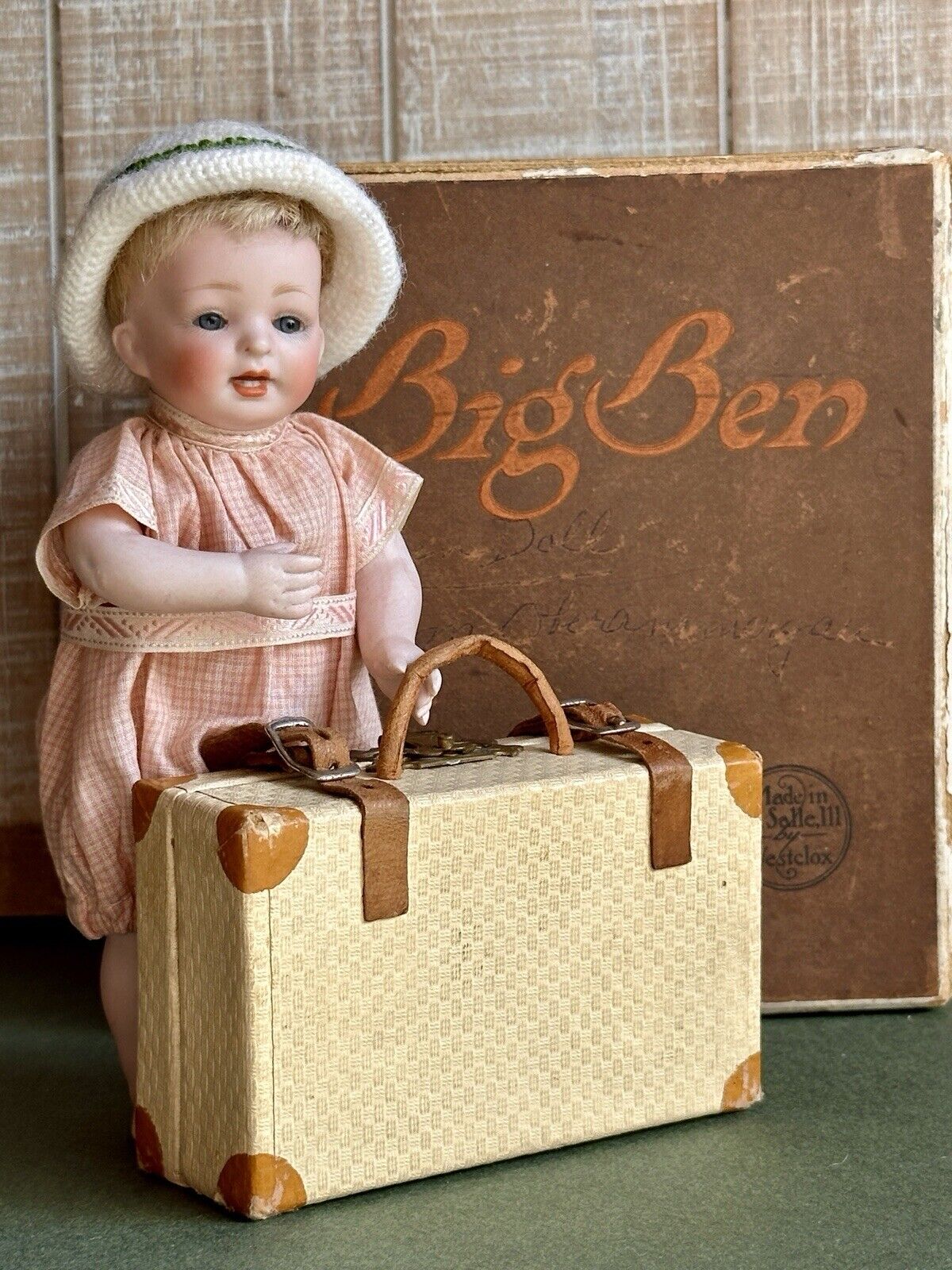 Rare Antique German All Bisque 6.75" Kestner 178 Miniature Toddler Doll + Extras