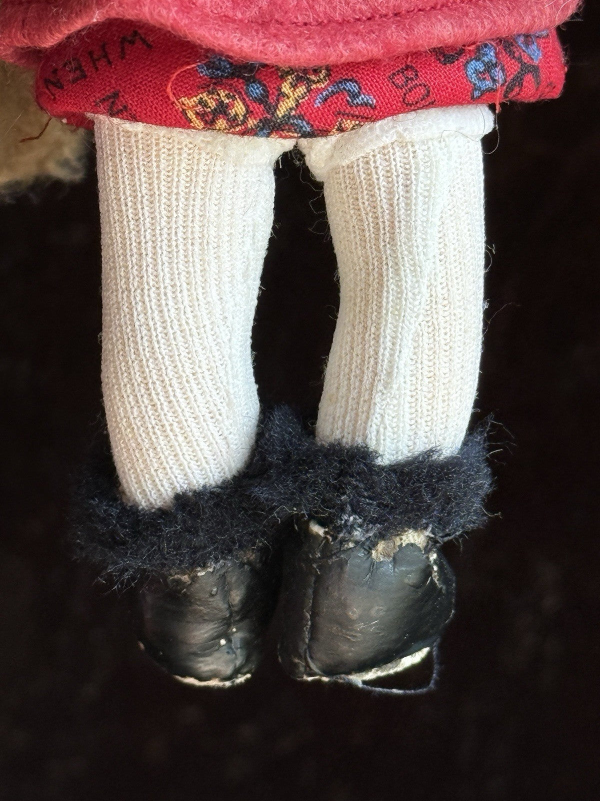Miniature 8” Handmade Felt Cloth Doll with Teddy Bear