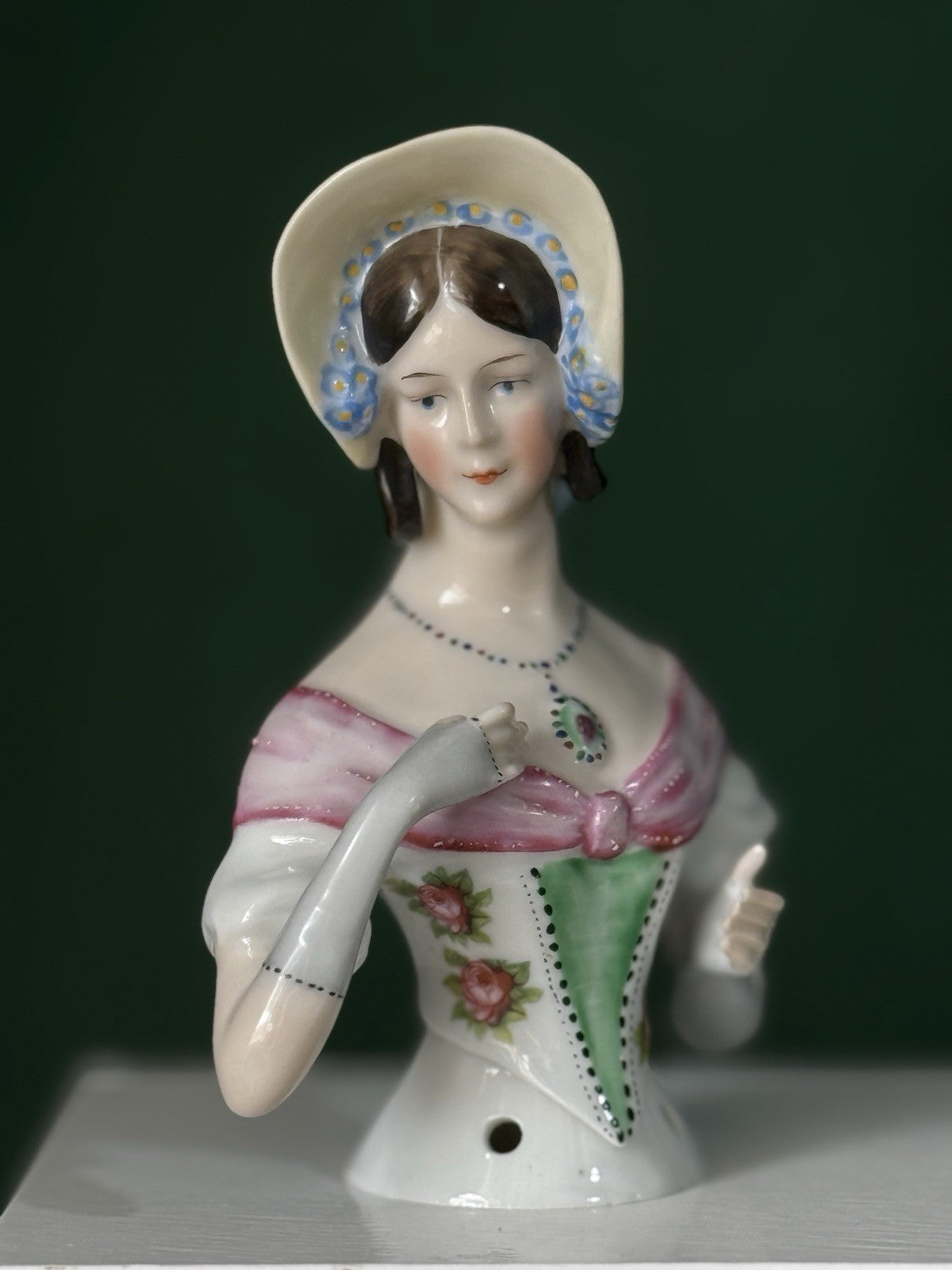 Porcelain German Goebel 4 3/4” Half Doll Figurine Arms Away