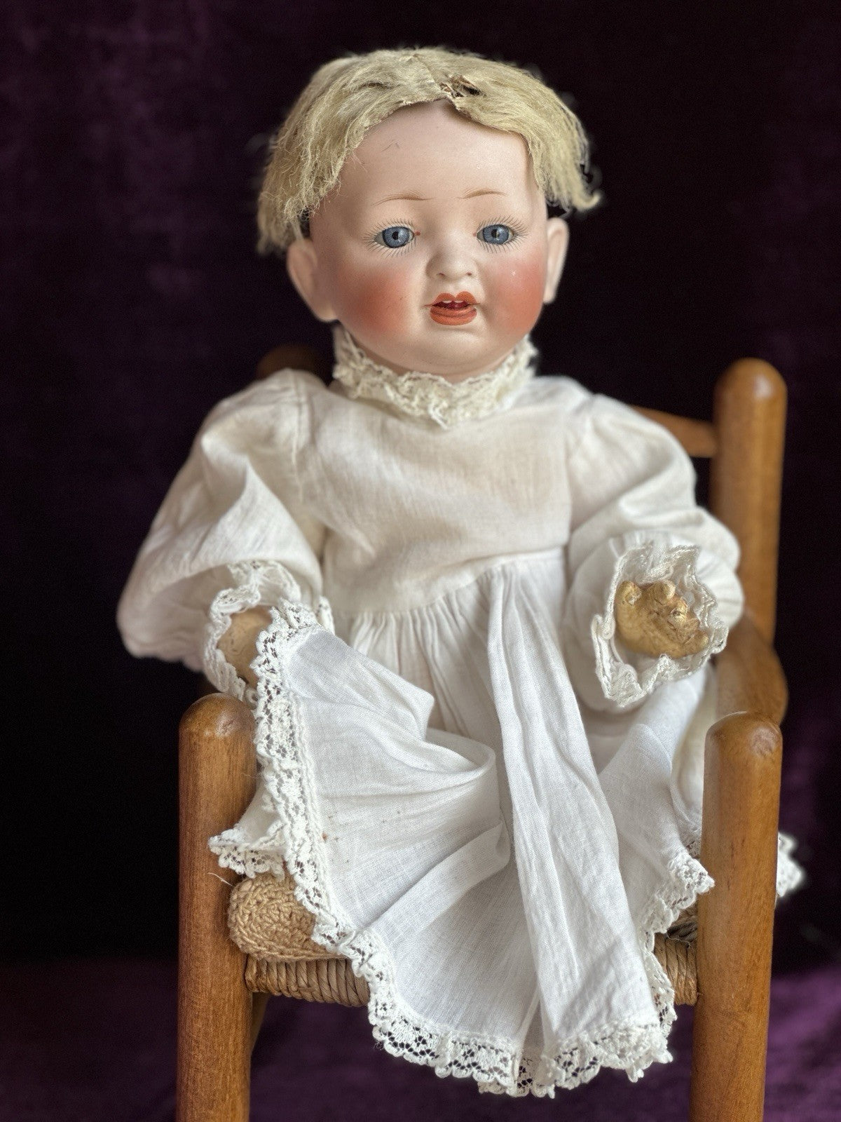 Rare Antique German 10.5” Hertel Schwab Bisque Head Baby Doll