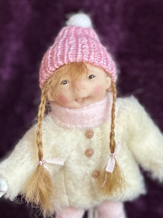 OOAK Miniature Elizabeth Cooper 6” Polymer Clay Cloth Girl Doll