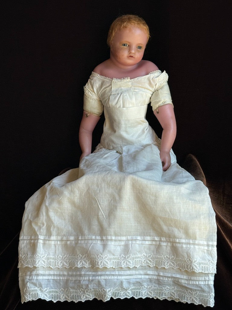 Antique English 21" Pierotti Poured Wax Doll