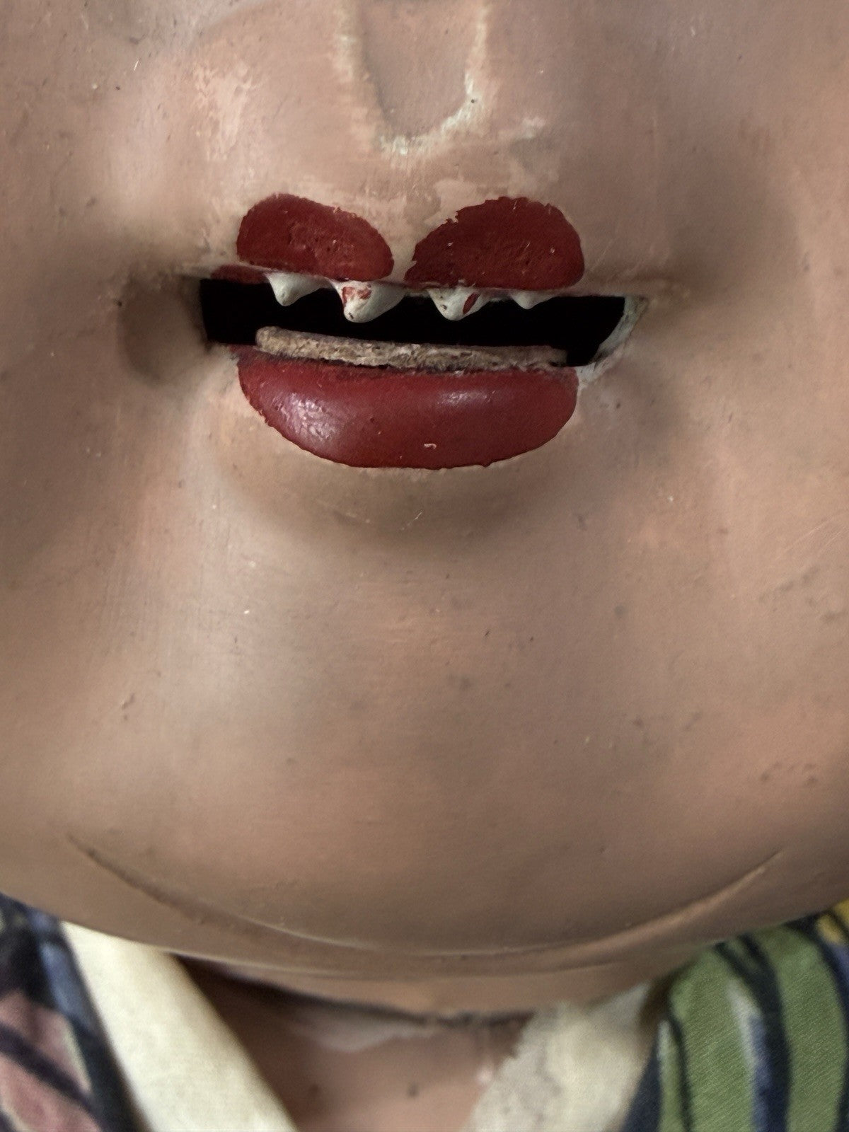 Antique Japanese Large 23” Ichimatsu Gofun Oriental Doll Open Mouth With Teeth